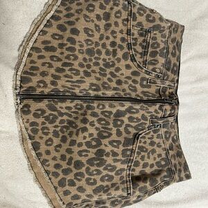Carmar Brown Leopard Print Skirt with Front Zipper